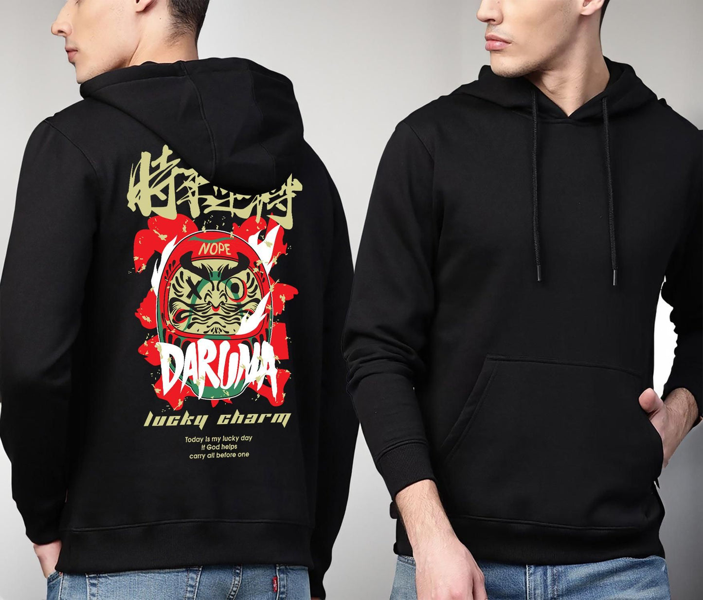 Men's Cotton Blend (Fleece) Oversized Graphic Print Hoodie