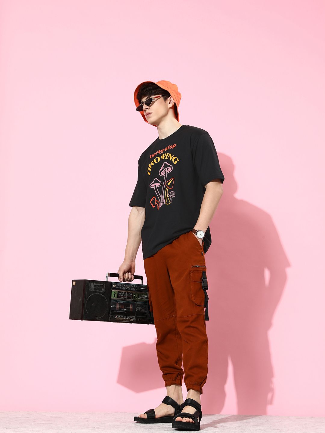 Difference of Opinion Black Graphic Oversized T-Shirt