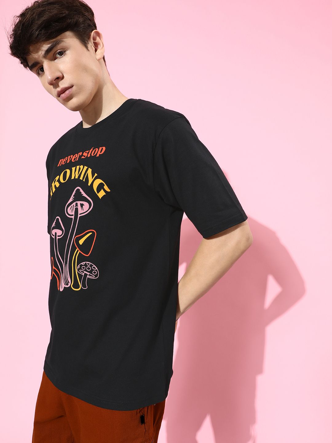 Difference of Opinion Black Graphic Oversized T-Shirt