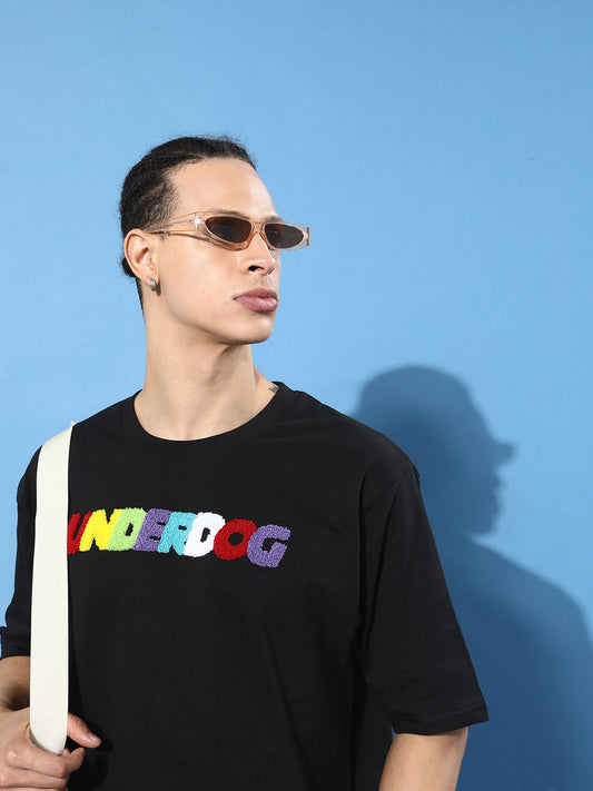 Difference of Opinion Black Typographic Oversized T-Shirt