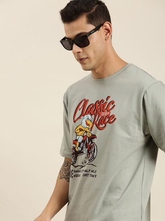 Difference of Opinion Grey Graphic Oversized T-Shirt