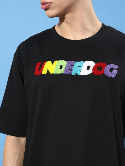 Difference of Opinion Black Typographic Oversized T-Shirt