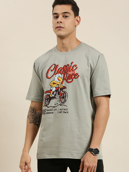 Difference of Opinion Grey Graphic Oversized T-Shirt