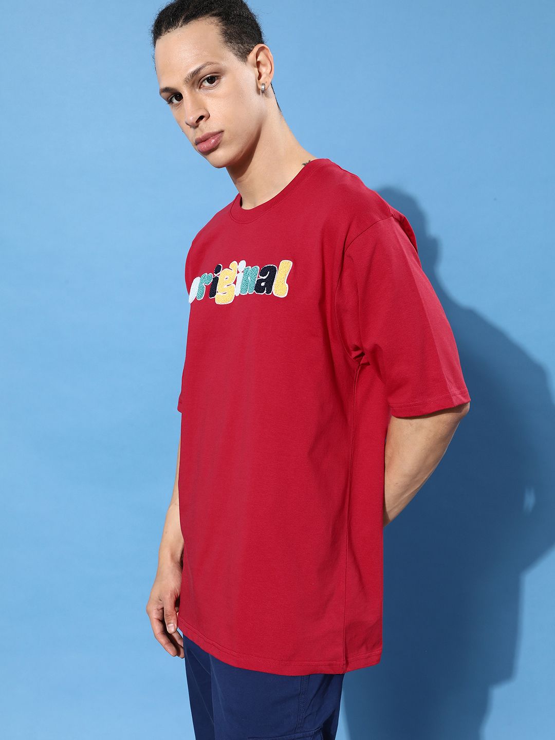 Difference of Opinion Red Typographic Oversized T-Shirt