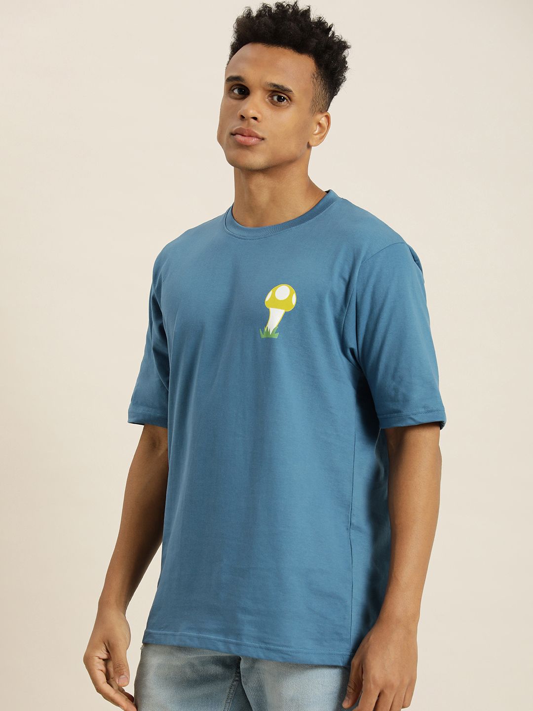 Difference of Opinion Blue Graphic Oversized T-Shirt