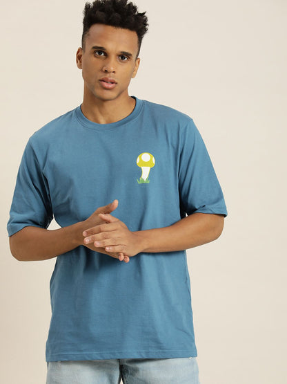 Difference of Opinion Blue Graphic Oversized T-Shirt